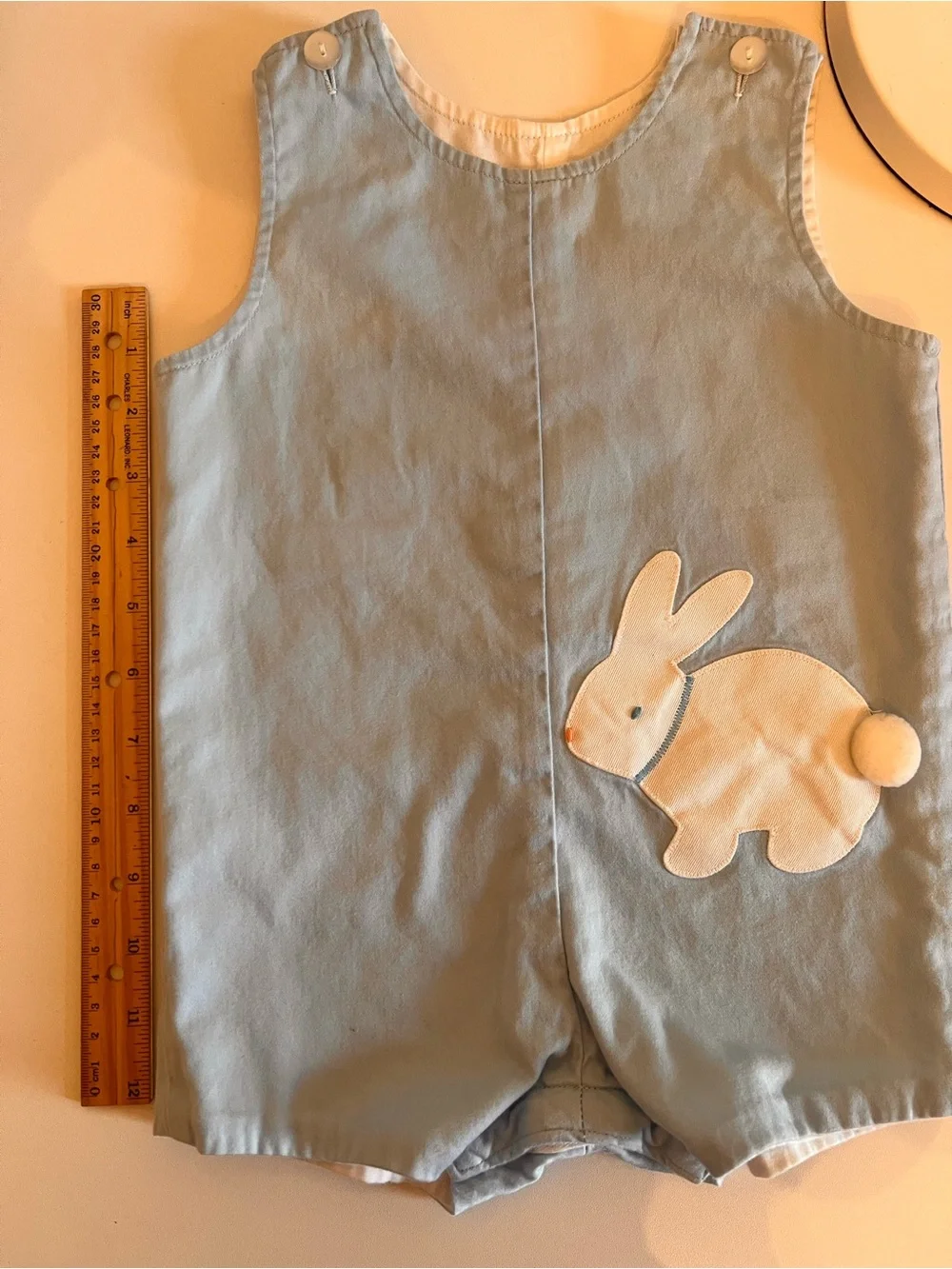 Light Blue Bunny Appliqué Kids Romper